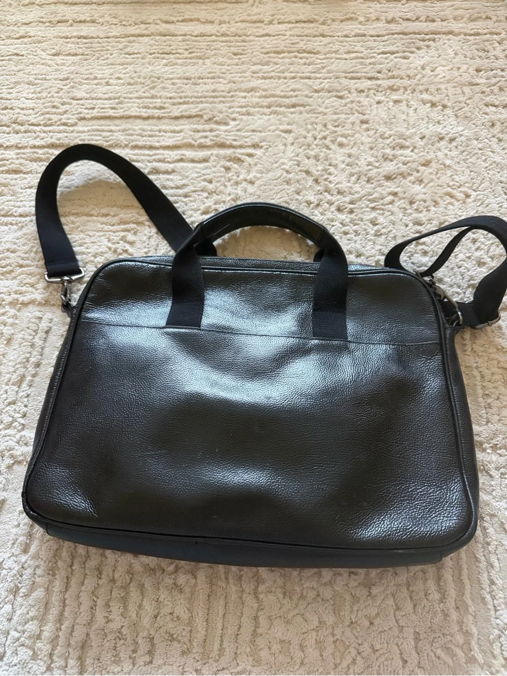Ted Baker Black Men's Leather Briefcase with Detachable Shoulder Strap